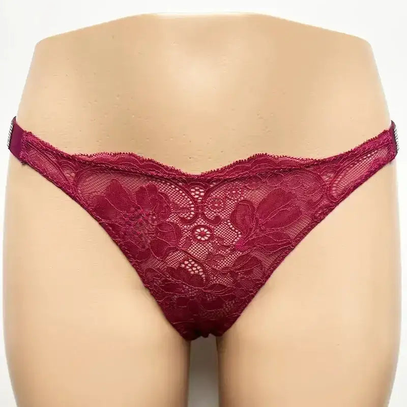 Classic Sheer Lace VS Women's Panties Patterned Fashionable No Show Antibacterial Soft with Rhinestones Women's Underwear Thong - The Lady's Haven