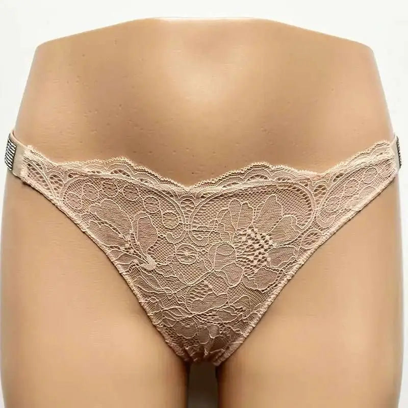 Classic Sheer Lace VS Women's Panties Patterned Fashionable No Show Antibacterial Soft with Rhinestones Women's Underwear Thong - The Lady's Haven