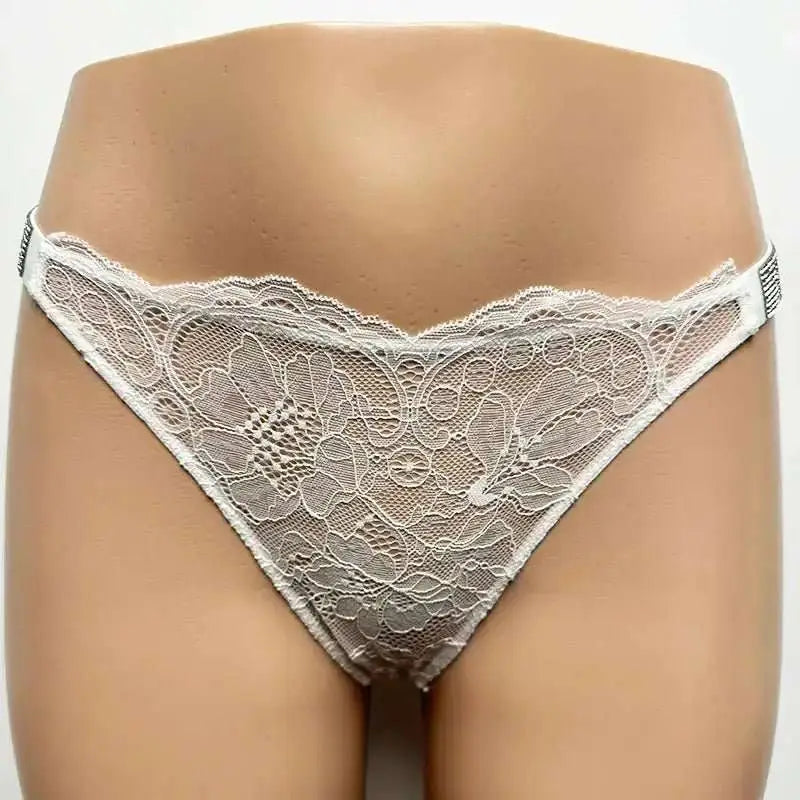 Classic Sheer Lace VS Women's Panties Patterned Fashionable No Show Antibacterial Soft with Rhinestones Women's Underwear Thong - The Lady's Haven